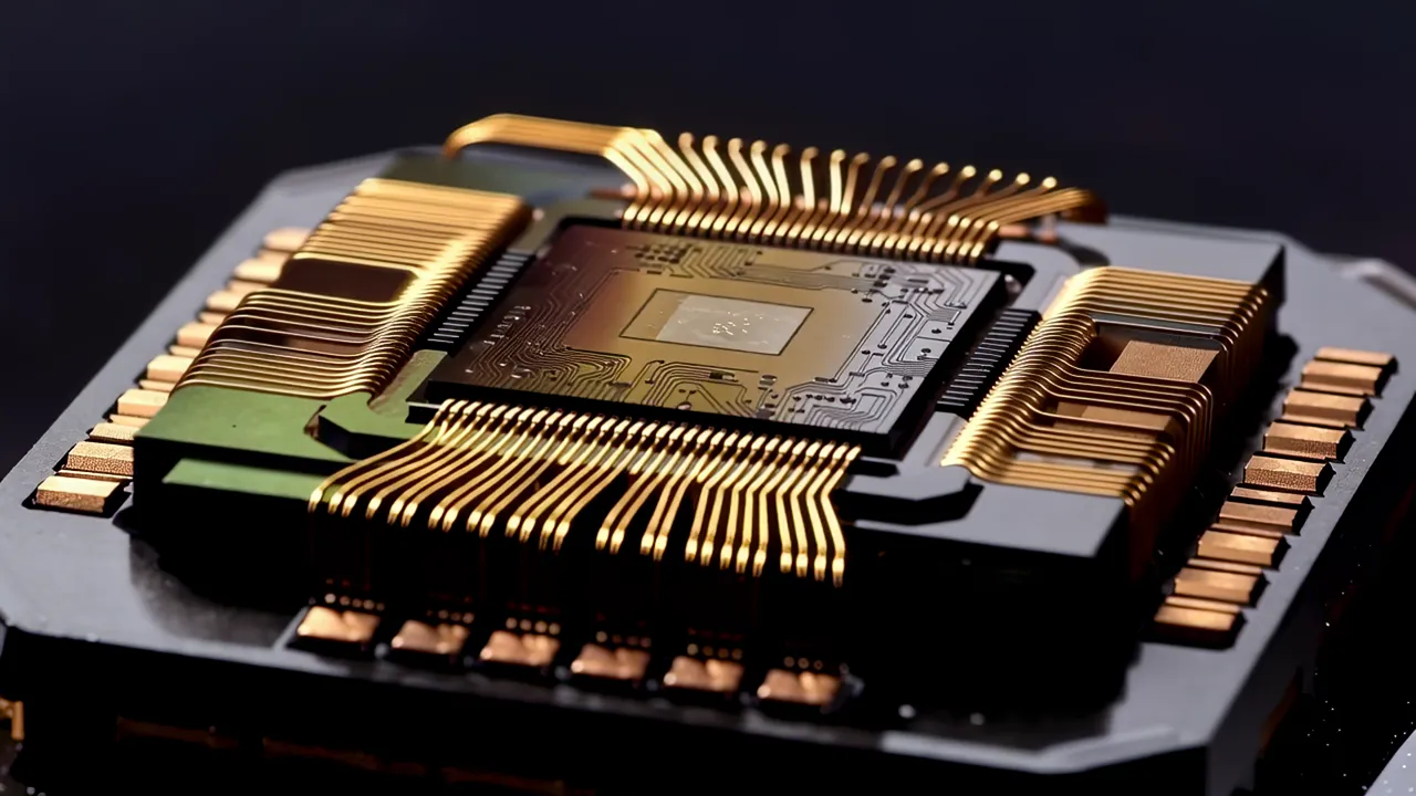 Close-Up of Wire Bonding on a Chip Package