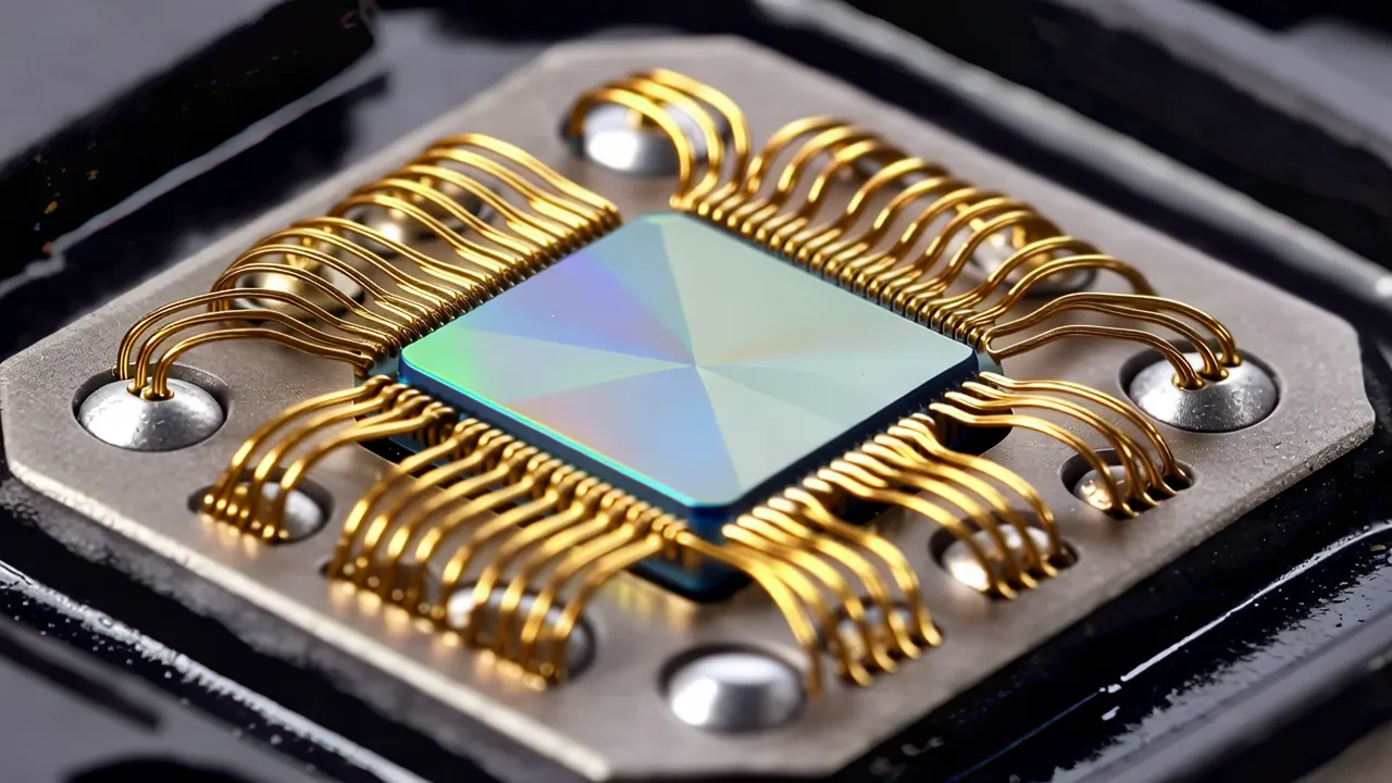 Close-Up of Wire Bonding on Microchip Package