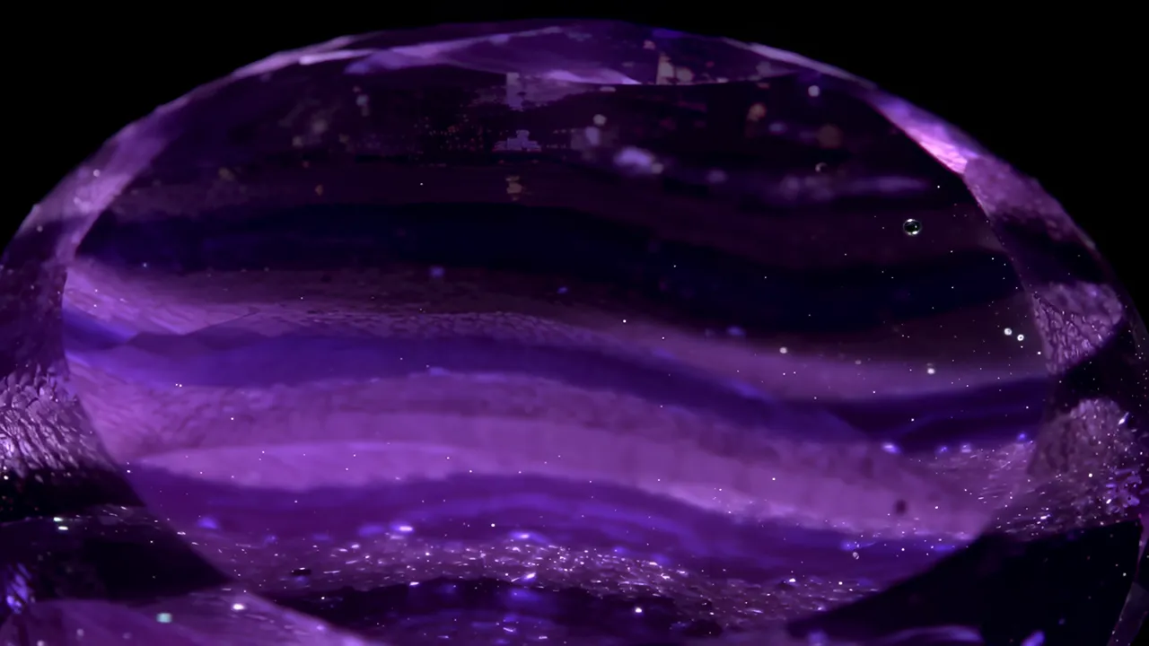 Close-up View of a Diamond with Garnet Crystal Inclusion
