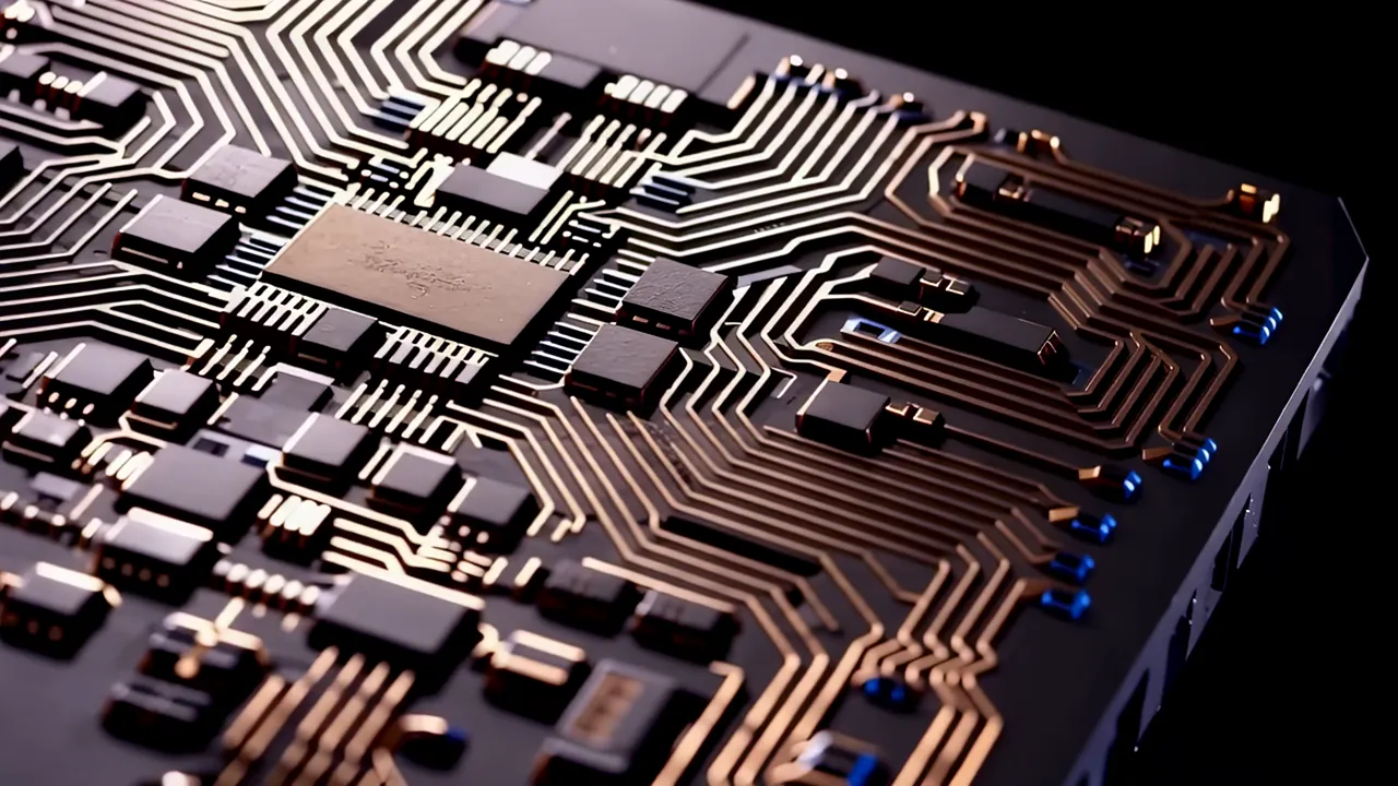 Close-Up View of Complex Circuit Board and Transistors