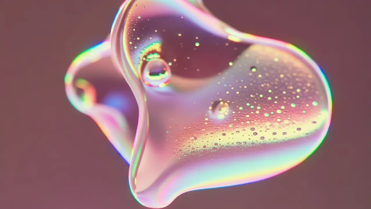 Colorful Iridescent Blobs Morphing and Merging