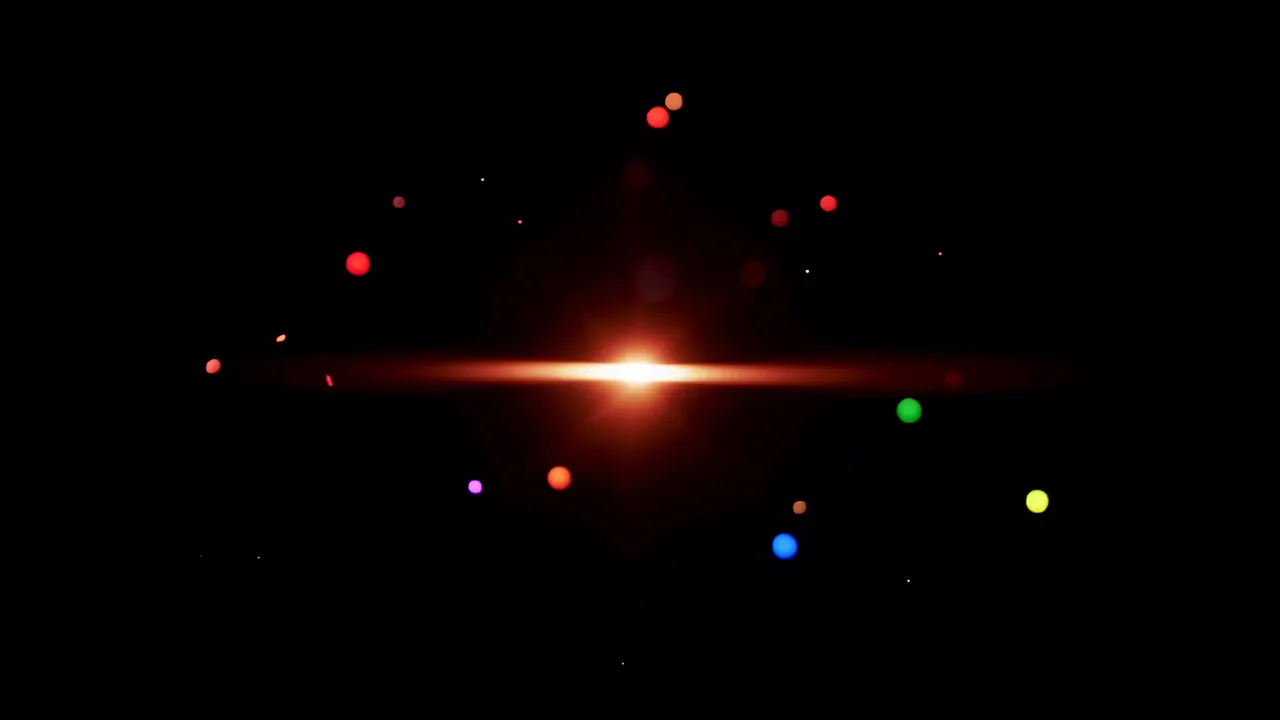 Colorful Light Fragments Floating in Dark Background