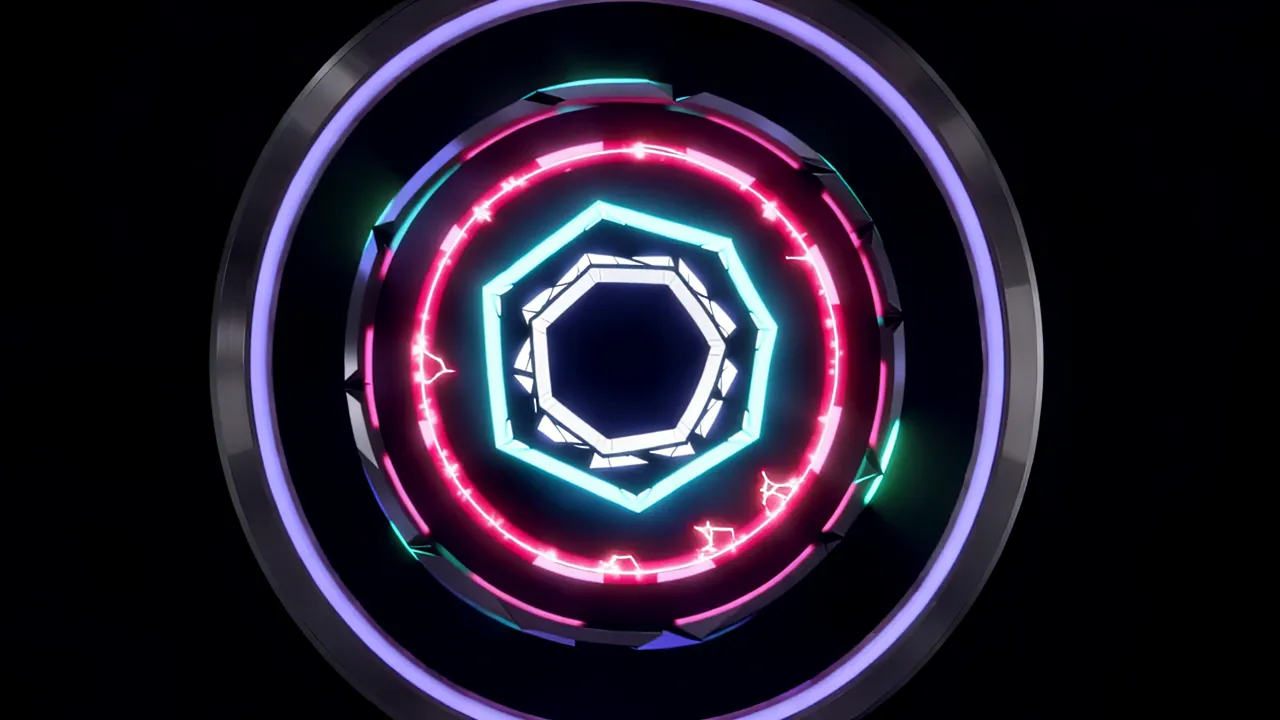 Complex Geometric Gateway with Nested Portal Rings