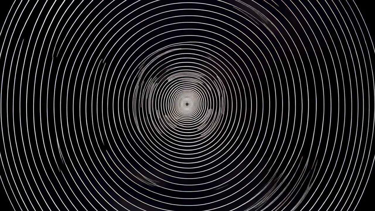 Concentric Circles of Thin Lines on Black Background