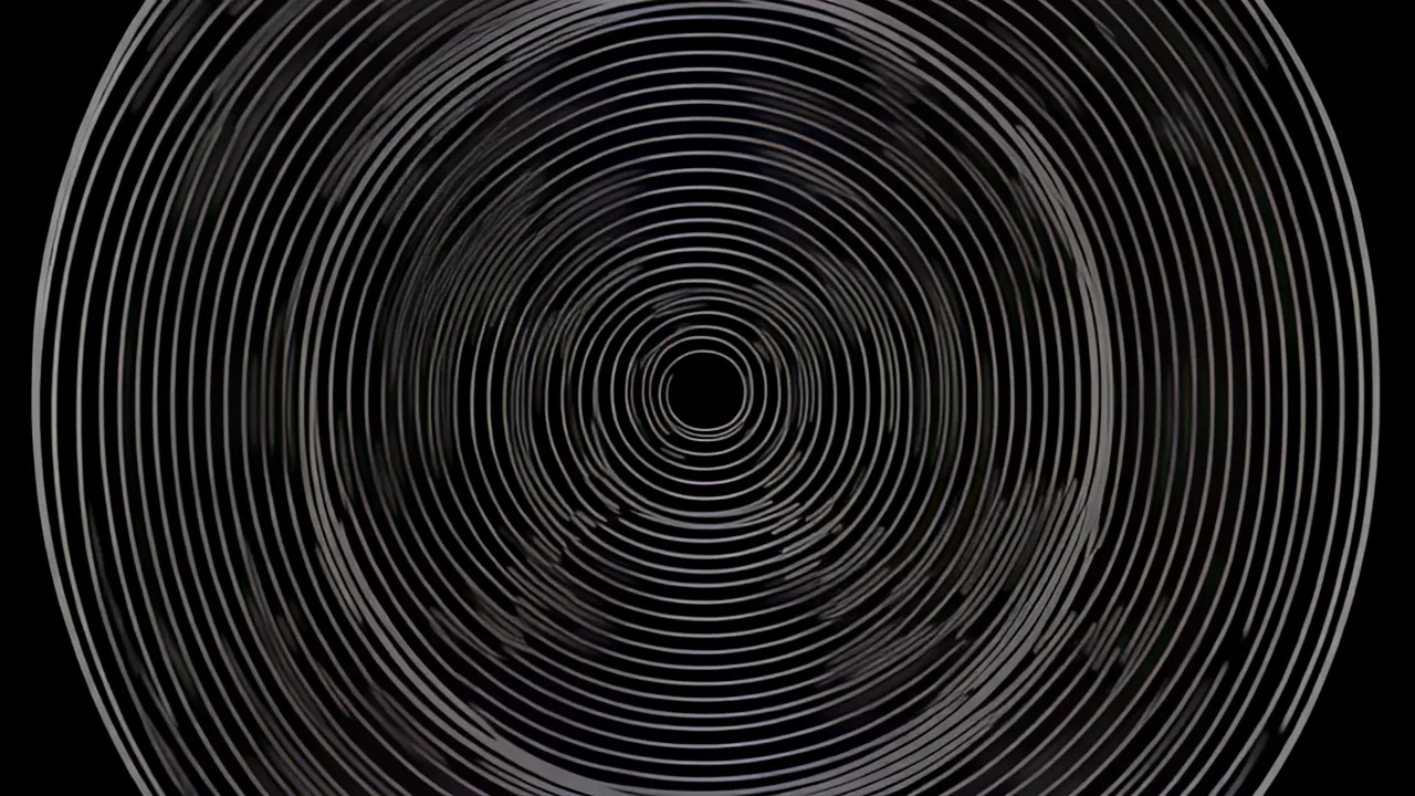 Concentric Oval Rings of Fine Lines on Black Background