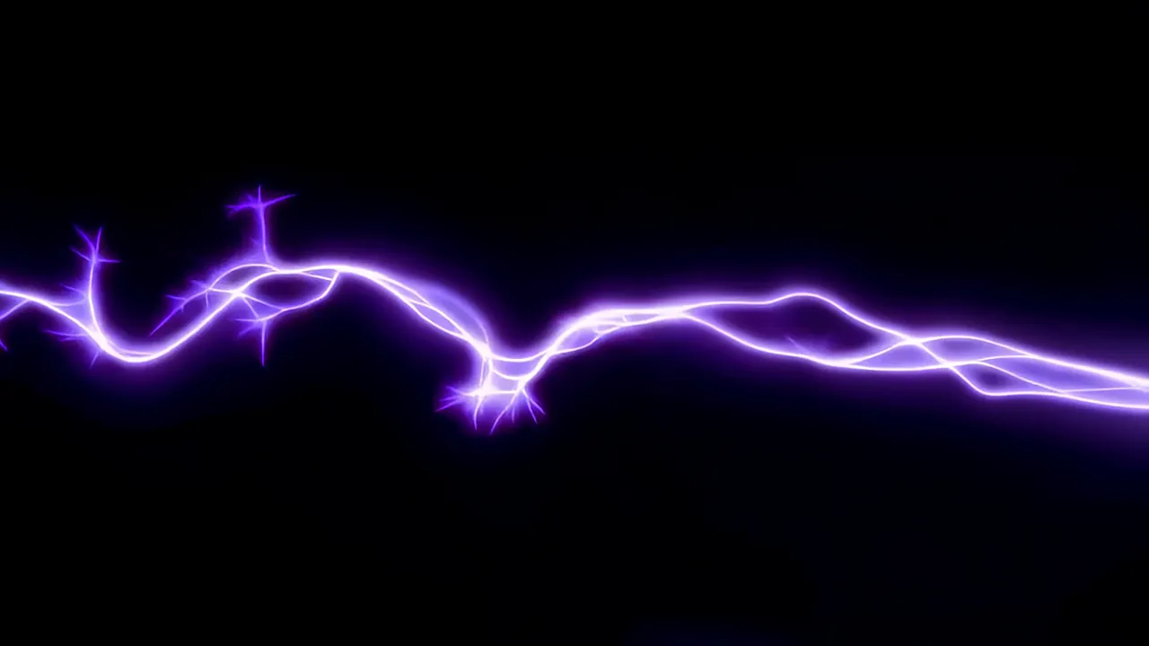 Continuous Purple Plasma Arc Crawling Across the Frame