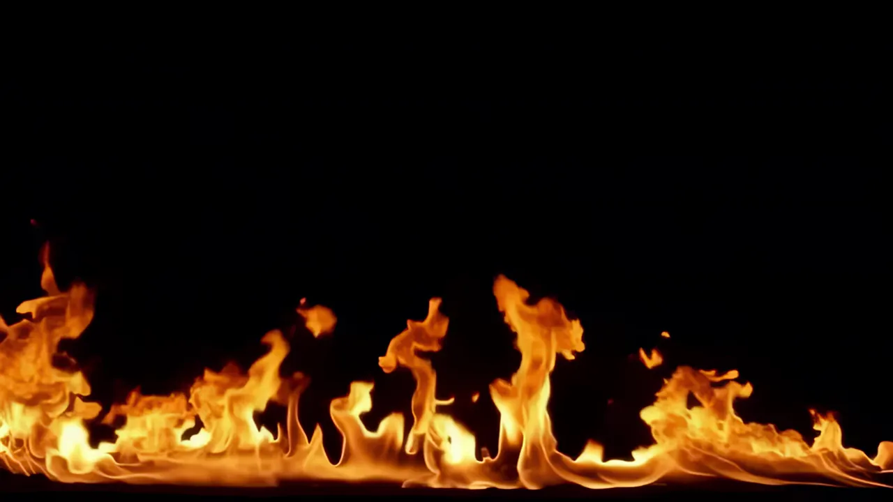 Crawling Ground Fire Flames on Black Background
