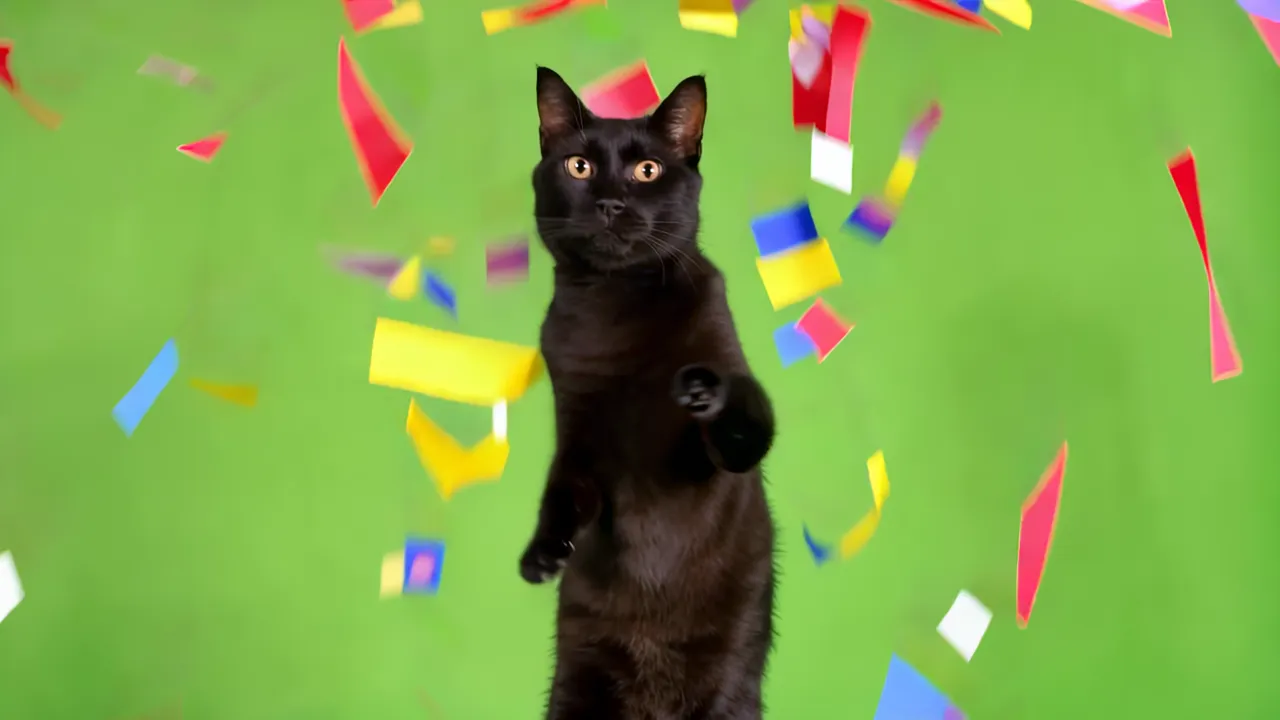 Cute Black Cat Standing on Hind Legs with Playful Attitude