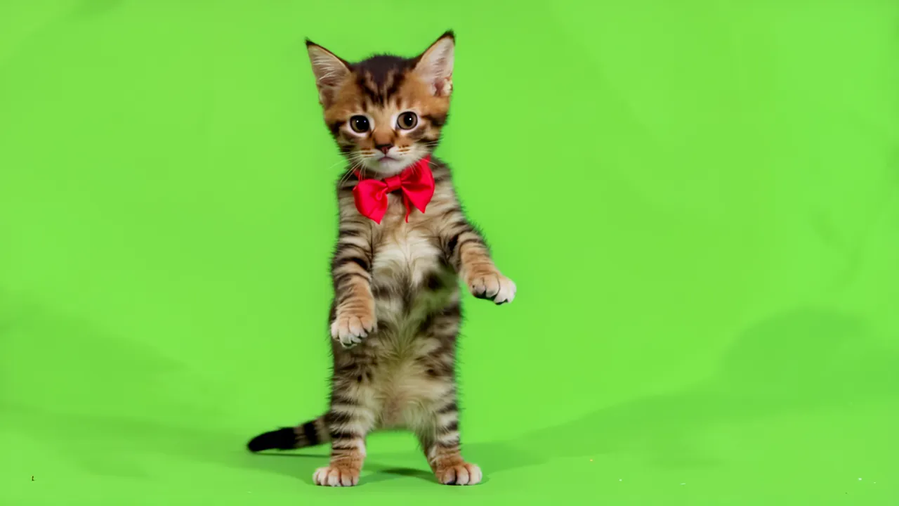 Cute Brown Tabby Kitten Standing on Hind Legs