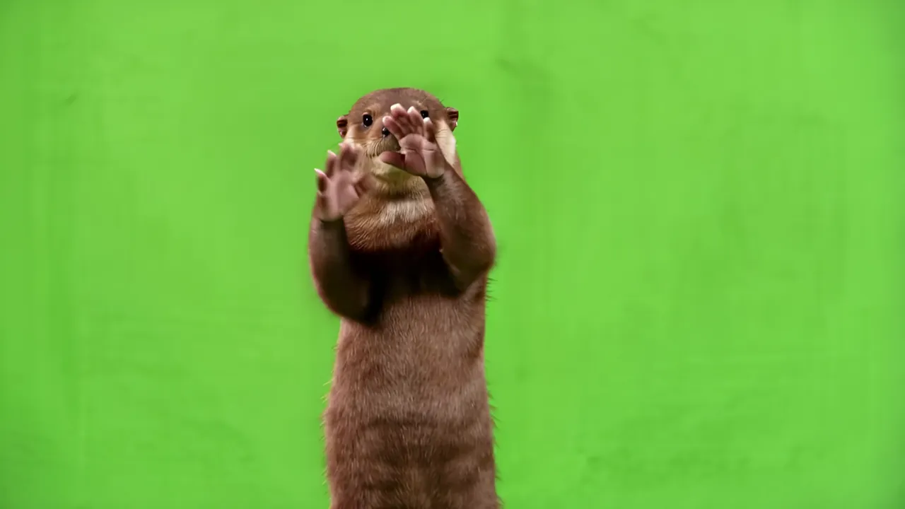 Cute Otter Standing Upright with Paws Together