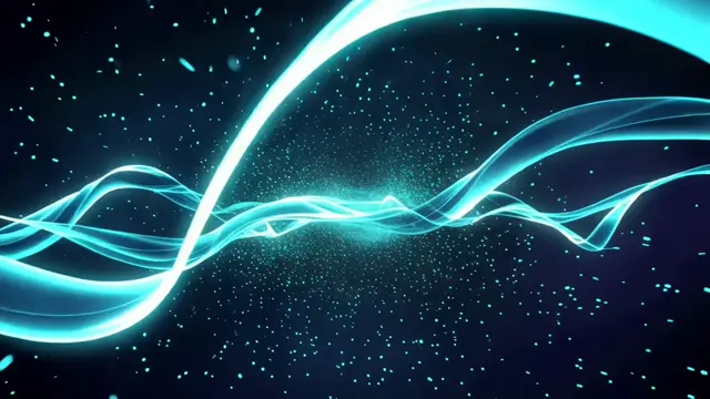Cyan Abstract Energy Waves with Dense Particles