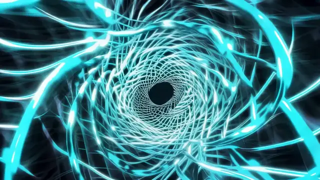 Cyan Abstract Spiraling Energy Waves with High Contrast Glow