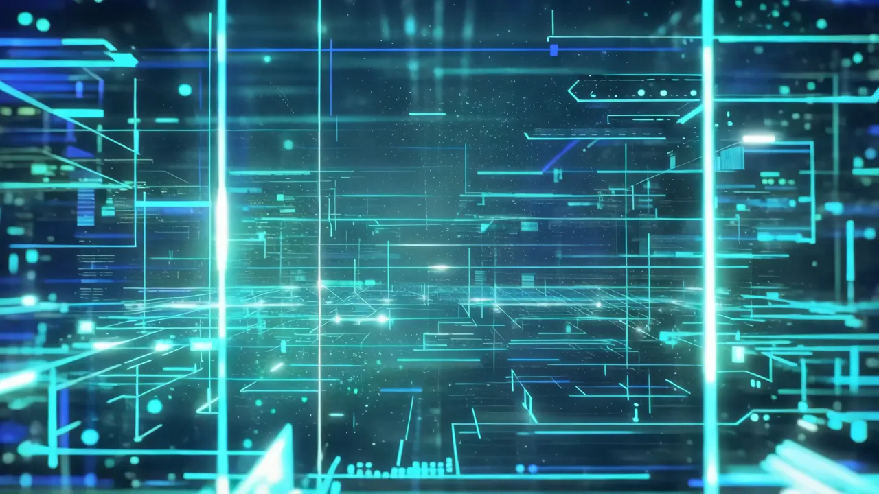 Cyan Digital Pulsing Background with Shimmering Effects