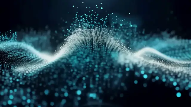 Cyan Sci-Fi Wave-Like Shimmering Dust Background