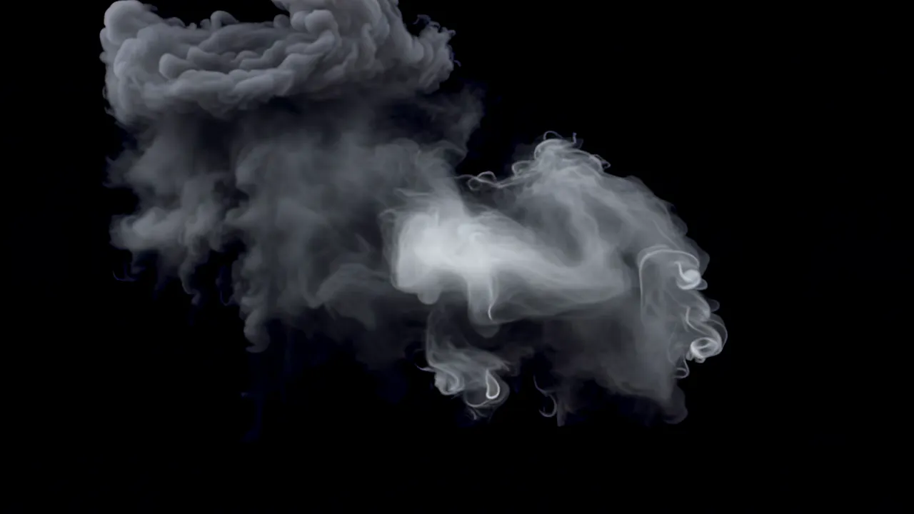Dark Grey Smoke Billowing Against a Black Background