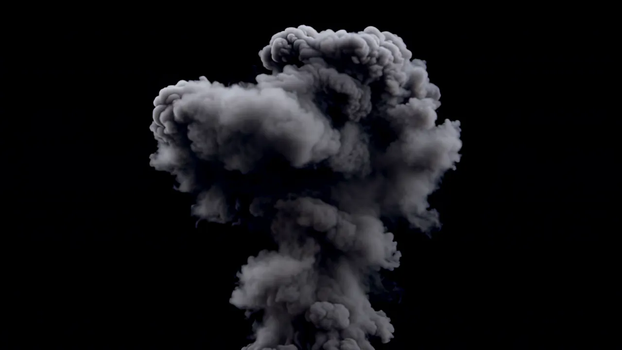 Dark Grey Smoke Cloud Slowly Expanding in Black Void