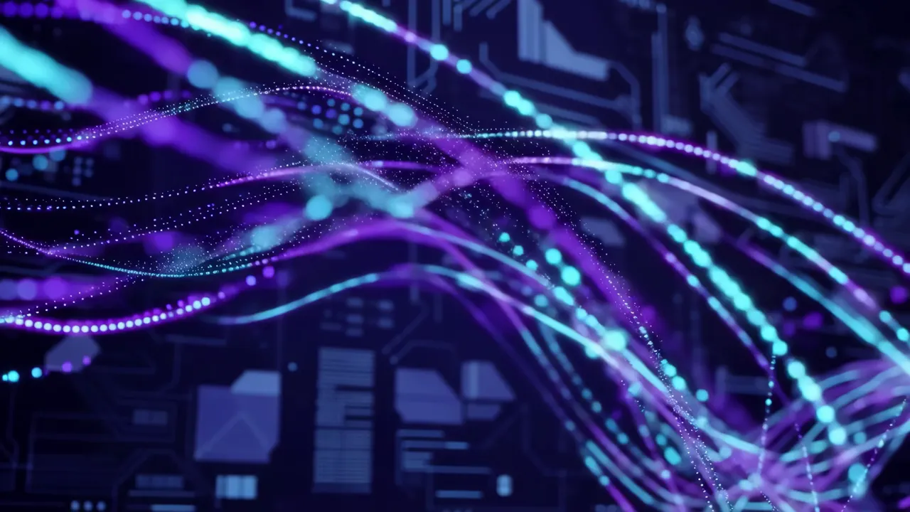Deep Indigo Digital Flowing Light Trails Technology Background