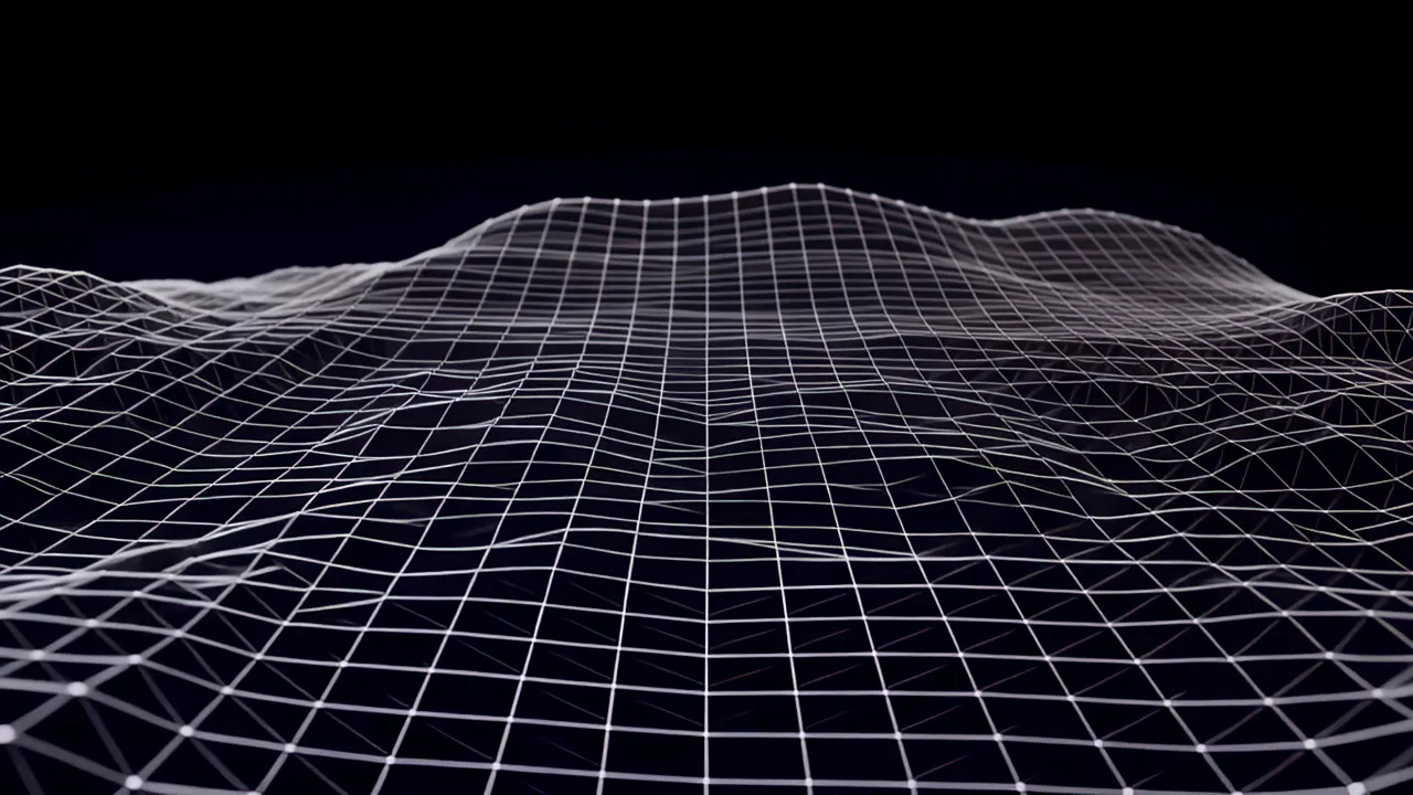 Delicate Topographic Wireframe Design on Black Background