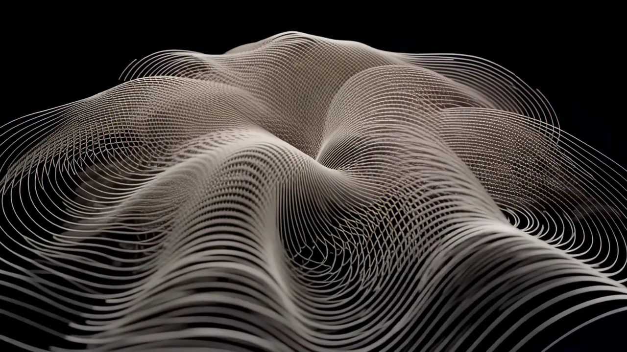 Dense Field of Curved Lines Creating 3D Surface Topology