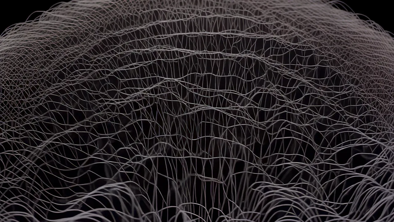 Dense Field of Curved Lines Creating 3D Surface Topology