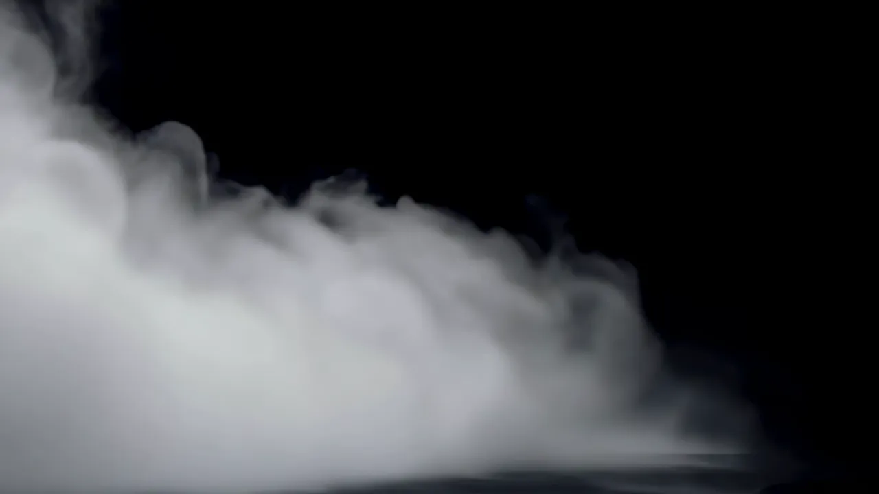 Dense Fog Wall Advancing Across Black Background