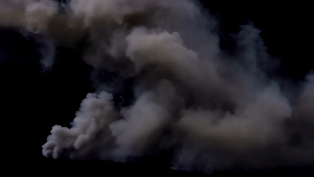 Dense fog wall advancing against a black background