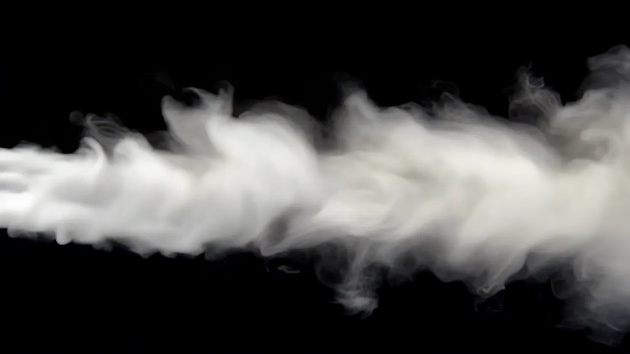 Dense Fog Wall Advancing on Black Background