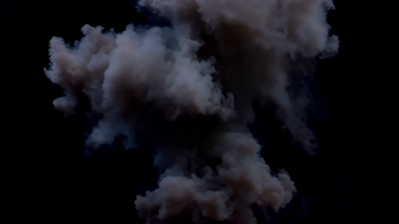 Dense Smoke and Fire Explosion Expanding Outward