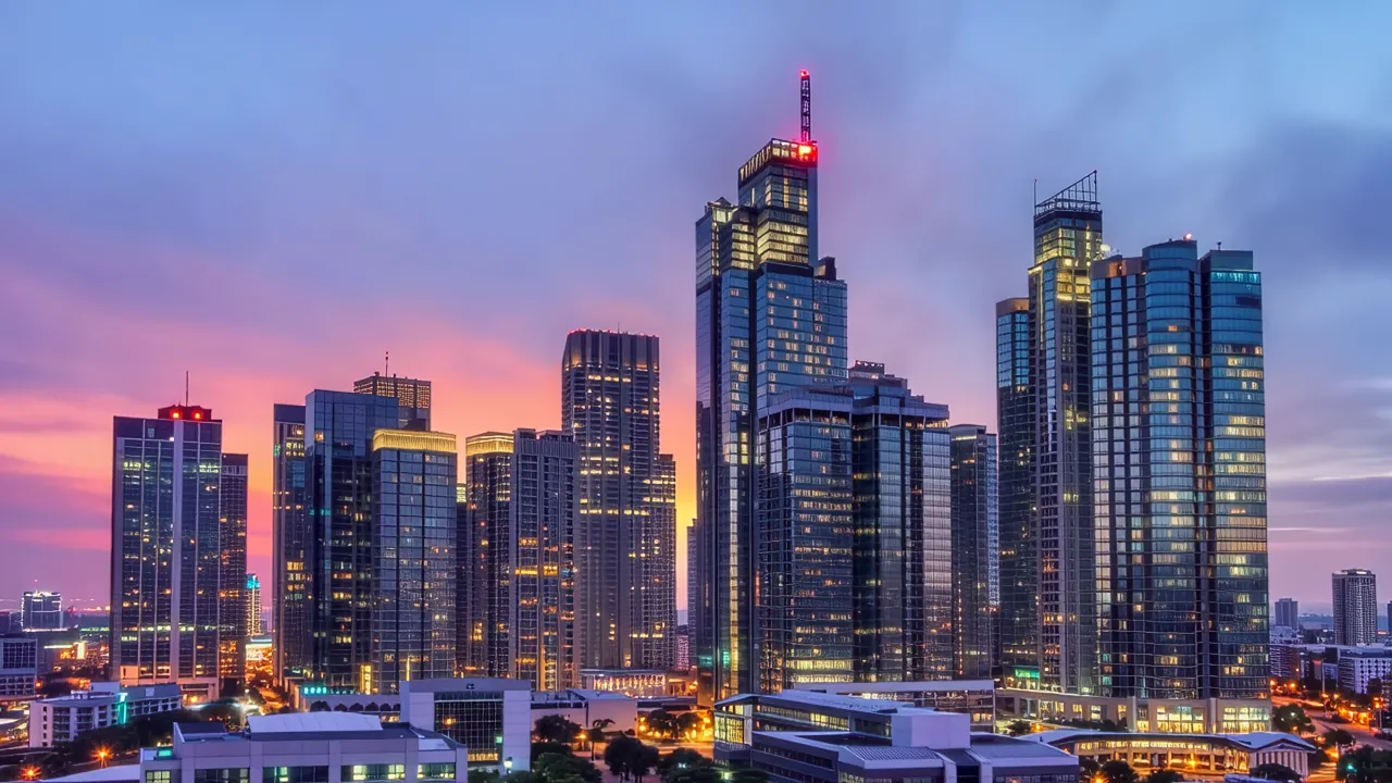 Downtown Cityscape with Modern Office Buildings