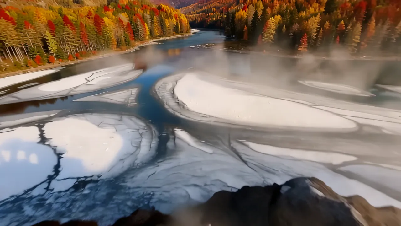 Dramatic Aerial View of Isolated Mountain Peak and Lake