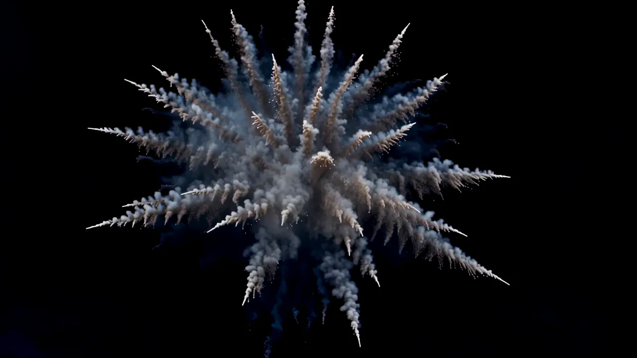 Dramatic Explosion with Orange Fireball and Dark Smoke