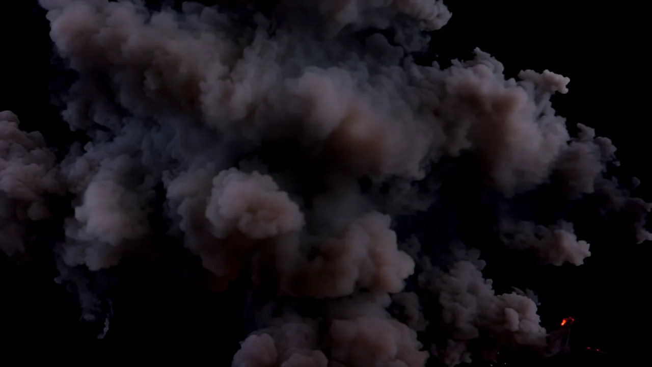 Dramatic Fire and Smoke Explosion Expanding Outward