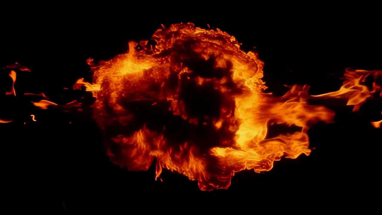 Dramatic Fire Burst Expanding from a Central Mass