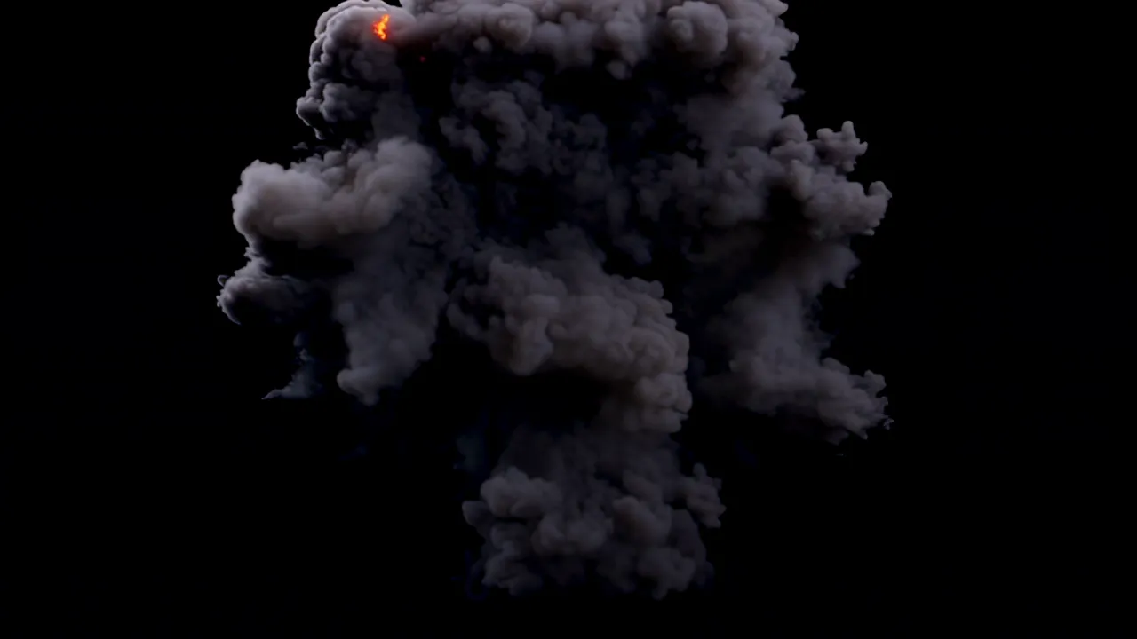 Dramatic Fire Explosion with Dense Smoke Expansion
