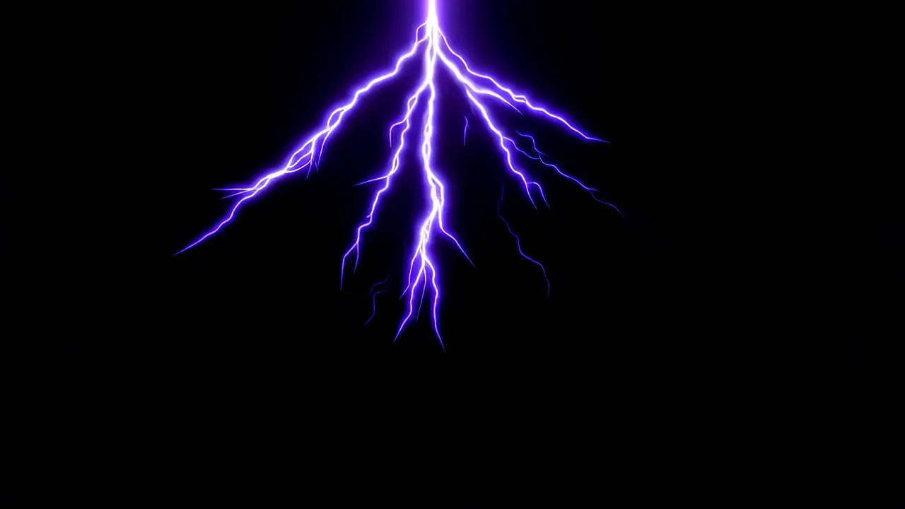 Dramatic Lightning Bolt Descending with Branching Effects