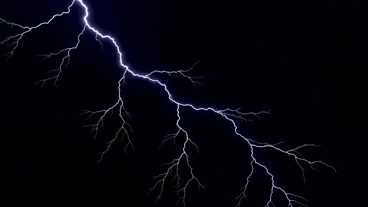Dramatic Lightning Bolt Striking Across the Dark Sky