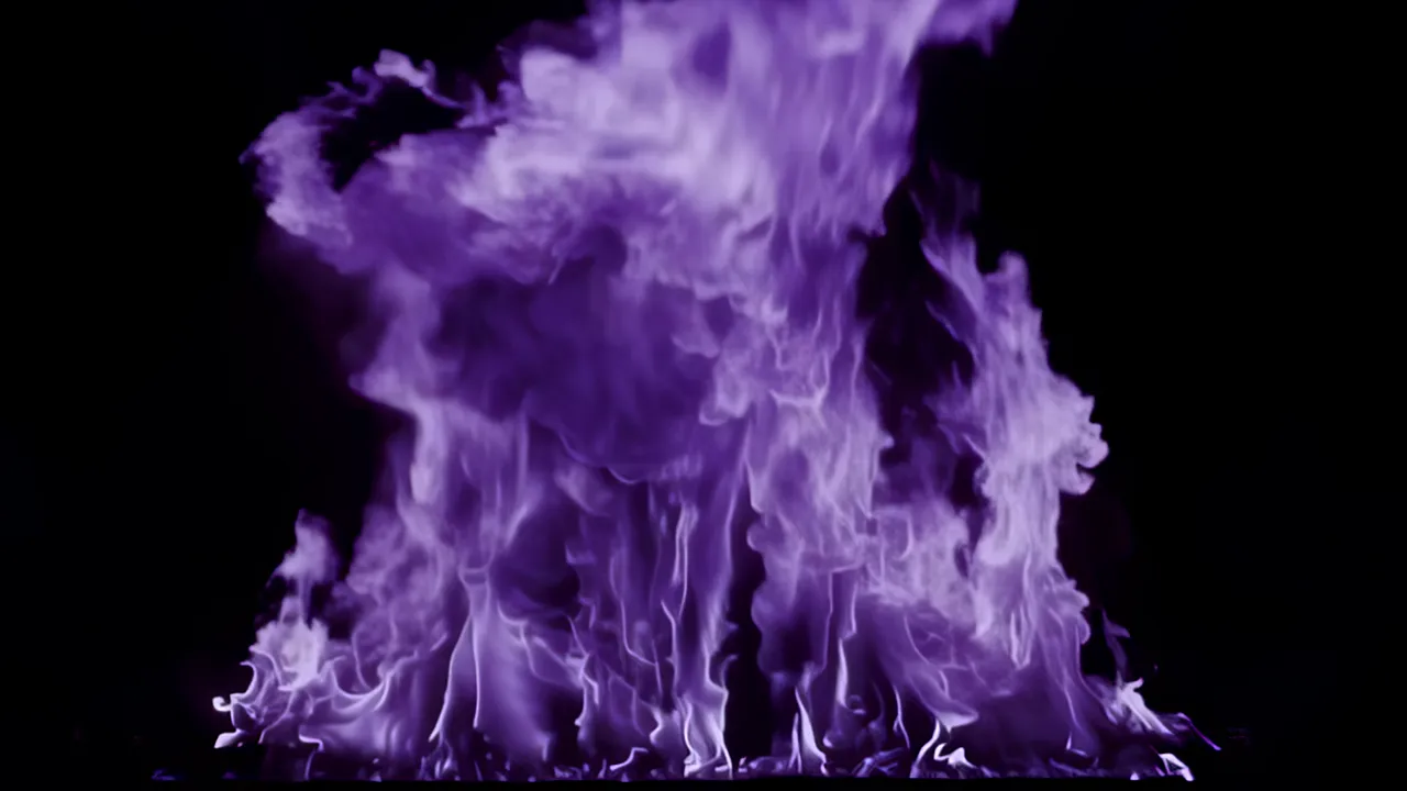 Dramatic Purple Flames Churning in Darkness