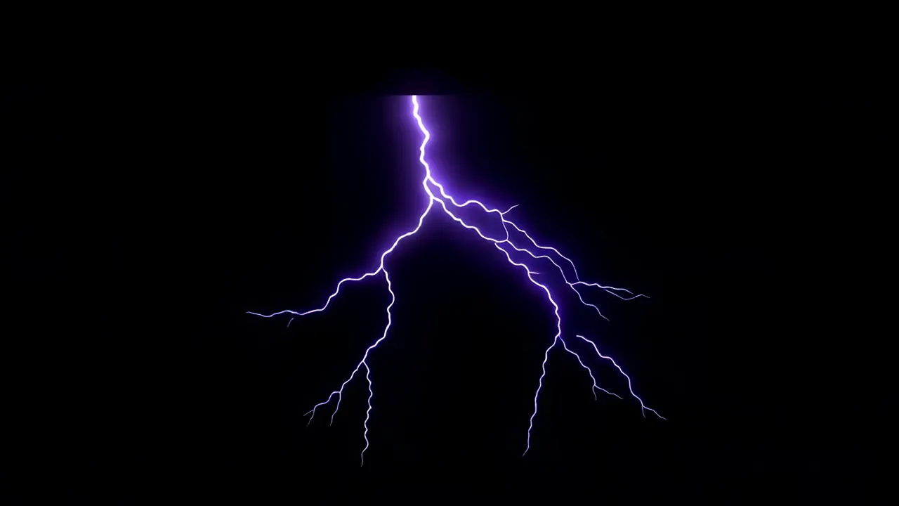 Dramatic Single Lightning Strike on Dark Background