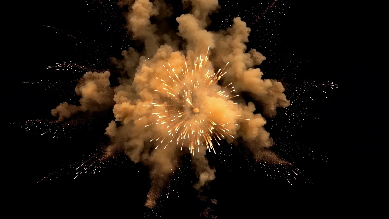 Dust and Debris Explosion Cloud Expanding from Impact Point