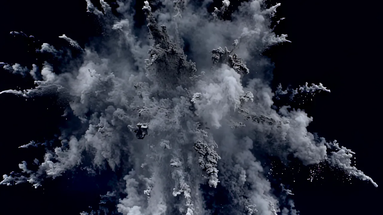 Dust and Debris Explosion Expanding from Impact Point