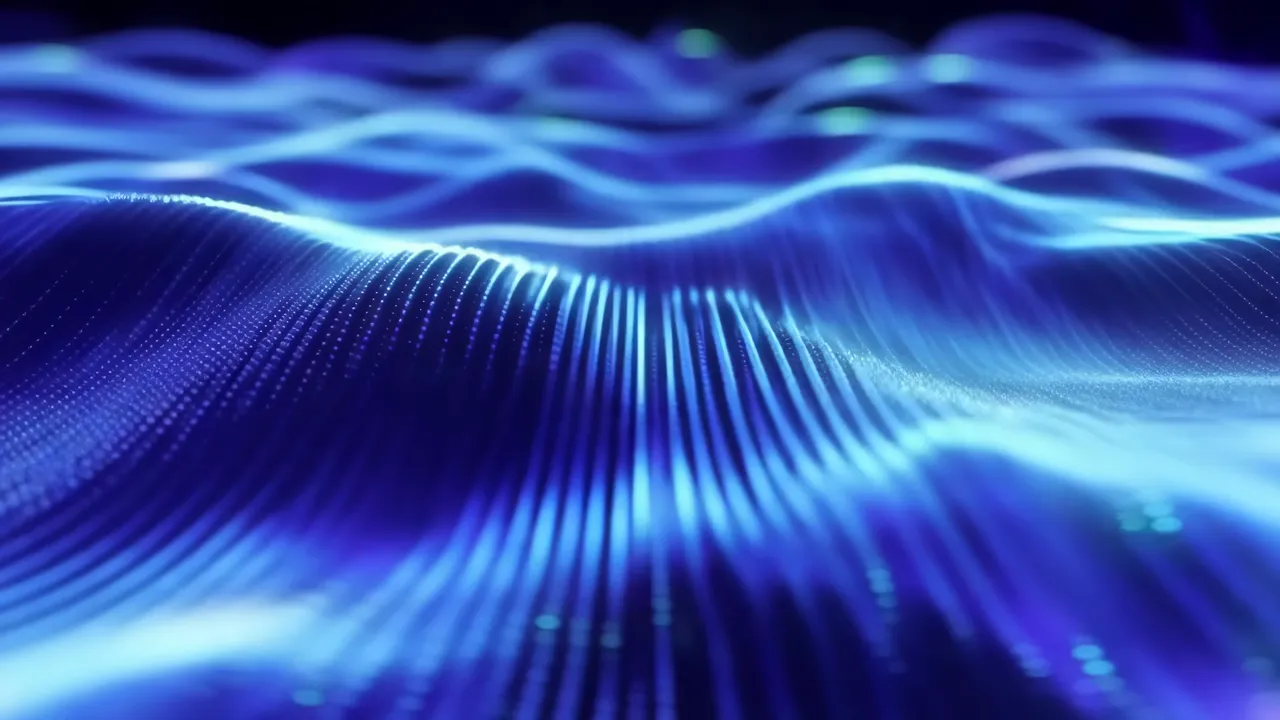 Dynamic Blue Wave Patterns with Digital Effects
