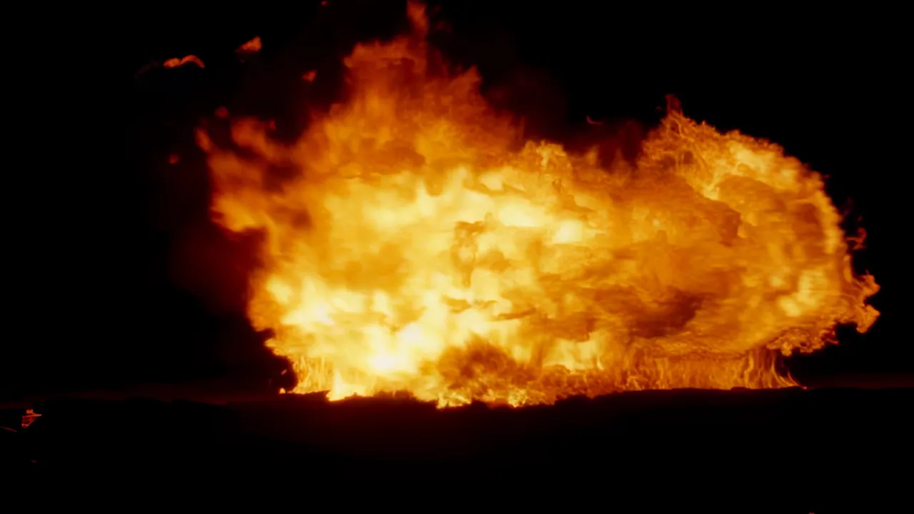 Dynamic Fire Explosion Spreading Across Frame