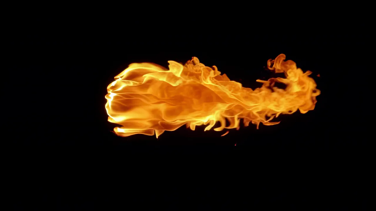 Dynamic Flame Wave in Orange on Black Background