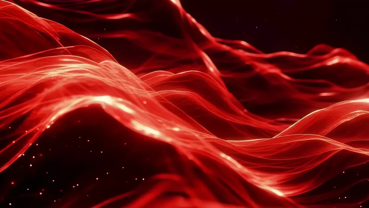 Dynamic Red Abstract Wavy Background with Sparkles