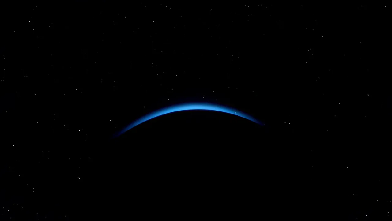 Earth from Low Orbit with Curved Horizon and Atmospheric Glow