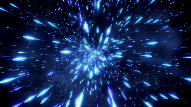 Electric Blue Cosmic Burst with Fast Moving Light Particles