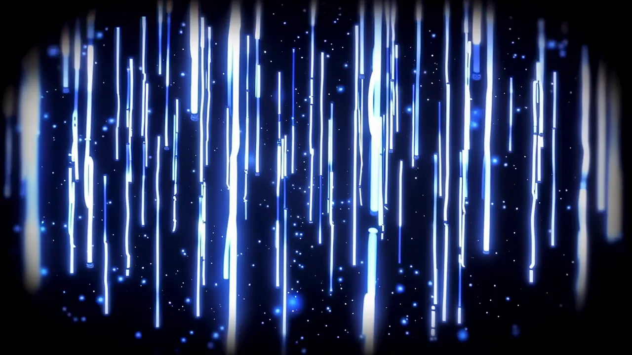Electric Blue Light Filaments Gently Swaying