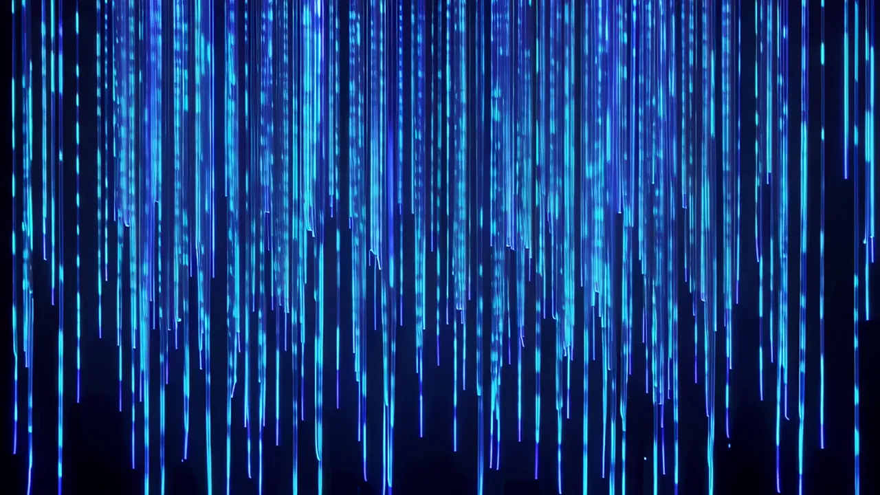 Electric Blue Light Filaments Gently Swaying
