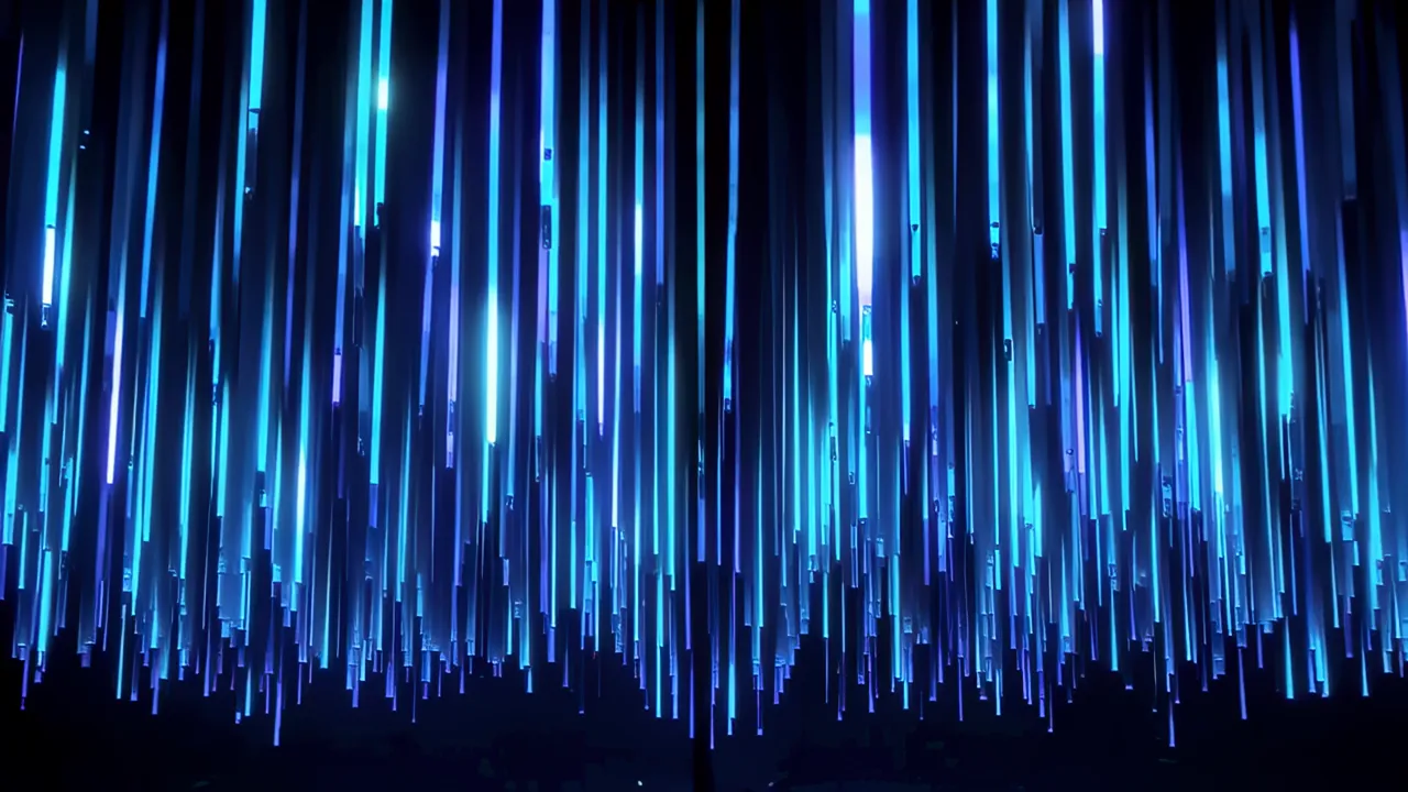Electric Blue Light Filaments Hanging and Swaying