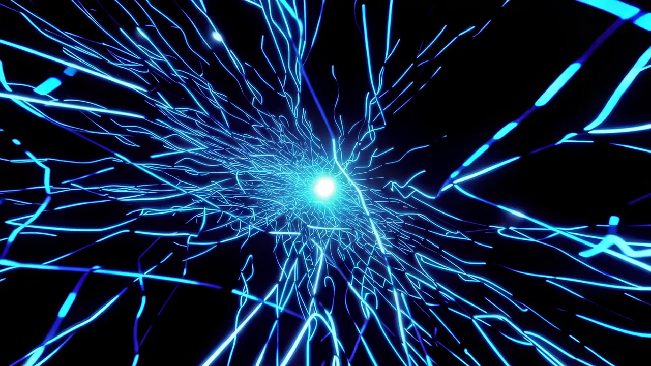 Electric Blue Light Filaments Rotating in All Directions